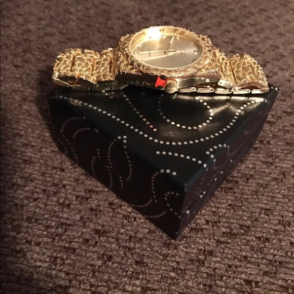 NEW Mens 14K/GP Gold Nugget Watch - Picture 3 of 4